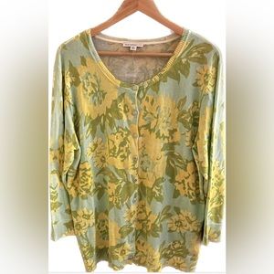 Isaac Mizrahi live blue and yellow scooped neckline sweater. NWOT